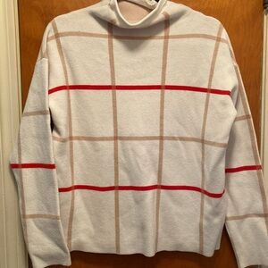 White and Red Plaid Sweater